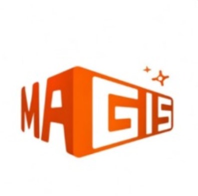 Magis TV logo featuring a bold orange 3D design with sparkles, representing a modern and innovative brand.